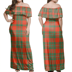 MacGregor Ancient Tartan Off Shoulder Long Dress