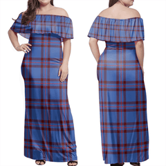 Elliot Modern Tartan Off Shoulder Long Dress