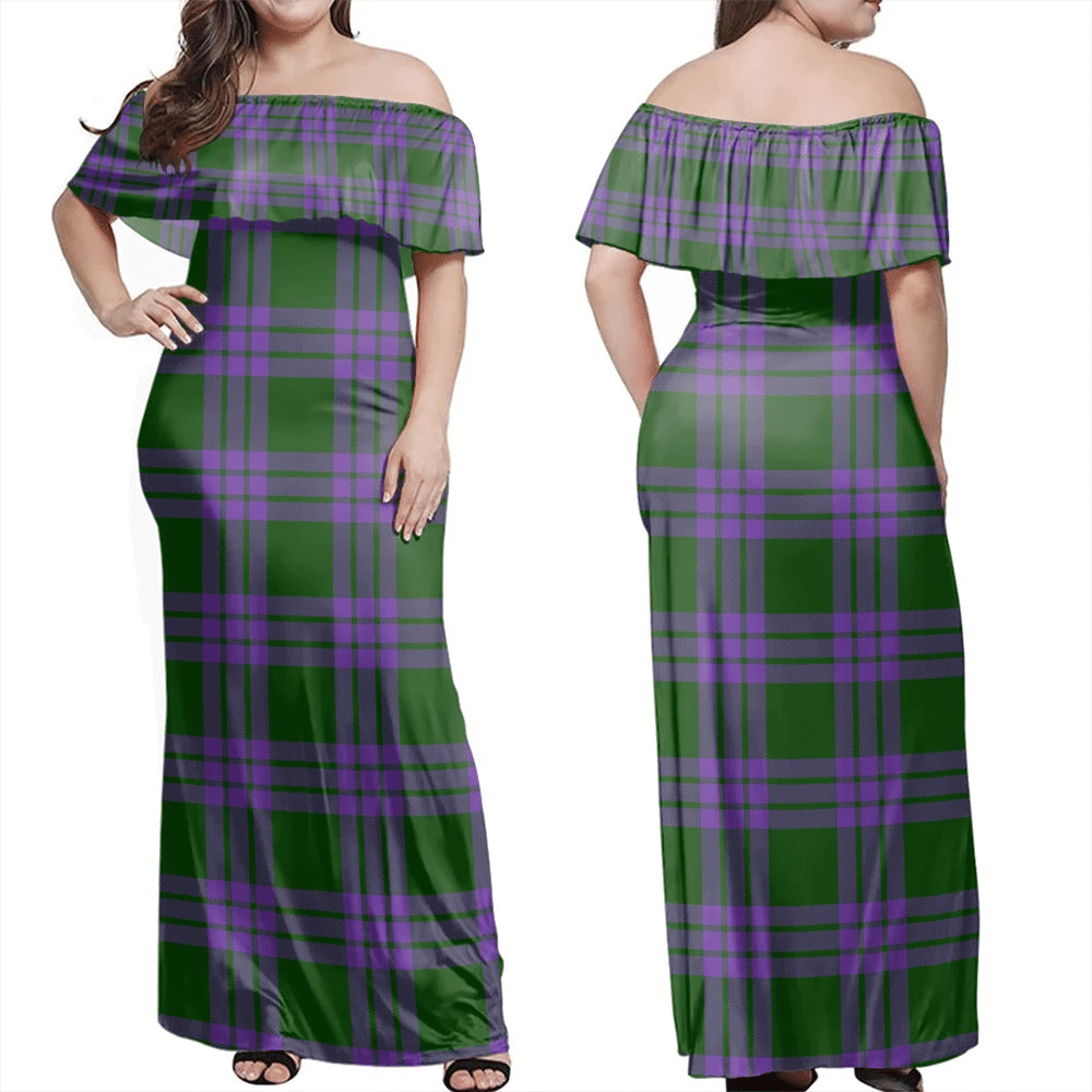 Elphinstone Tartan Off Shoulder Long Dress