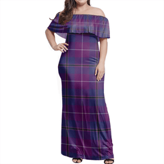 Pride Of Glencoe Tartan Off Shoulder Long Dress