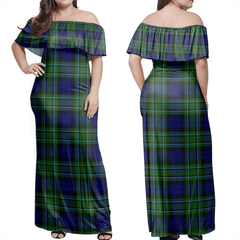 MacCallum Modern Tartan Off Shoulder Long Dress