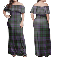 Clergy Green Tartan Off Shoulder Long Dress