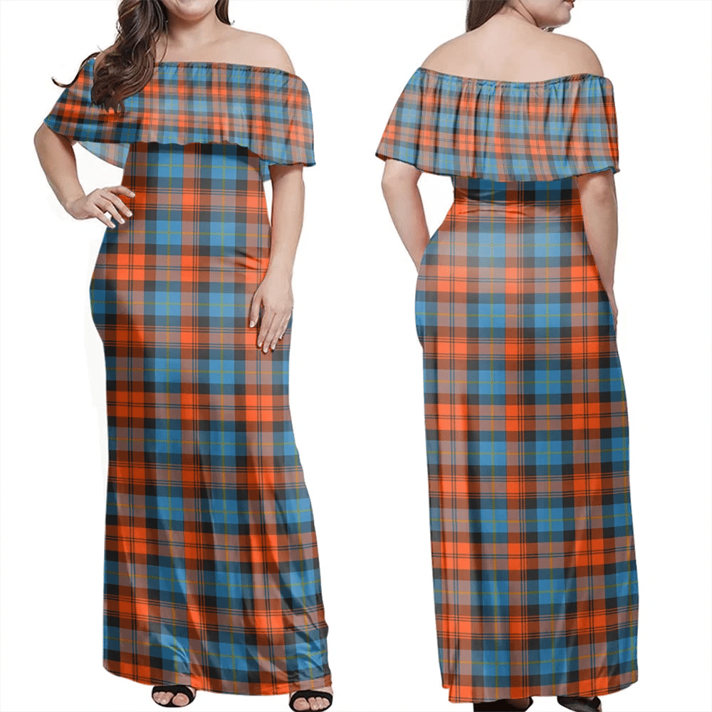 MacLachlan Ancient Tartan Off Shoulder Long Dress