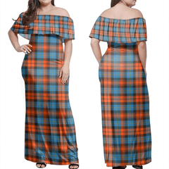 MacLachlan Ancient Tartan Off Shoulder Long Dress