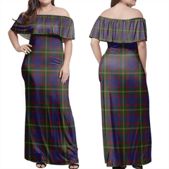 Durie Tartan Off Shoulder Long Dress