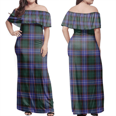 Guthrie Modern Tartan Off Shoulder Long Dress