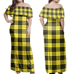 MacLeod Of Lewis Modern Tartan Off Shoulder Long Dress