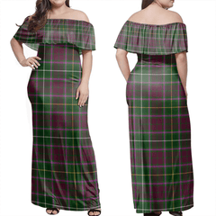 Crosbie Tartan Off Shoulder Long Dress