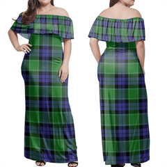 Graham Of Menteith Modern Tartan Off Shoulder Long Dress