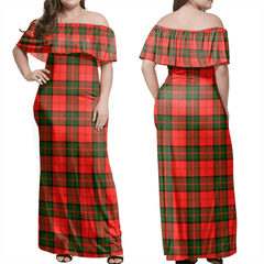 Dunbar Modern Tartan Off Shoulder Long Dress