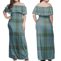 MacInnes Ancient Tartan Off Shoulder Long Dress