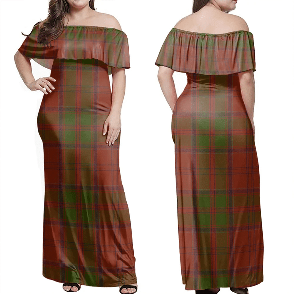 Drummond Tartan Off Shoulder Long Dress