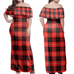 Cunningham Modern Tartan Off Shoulder Long Dress