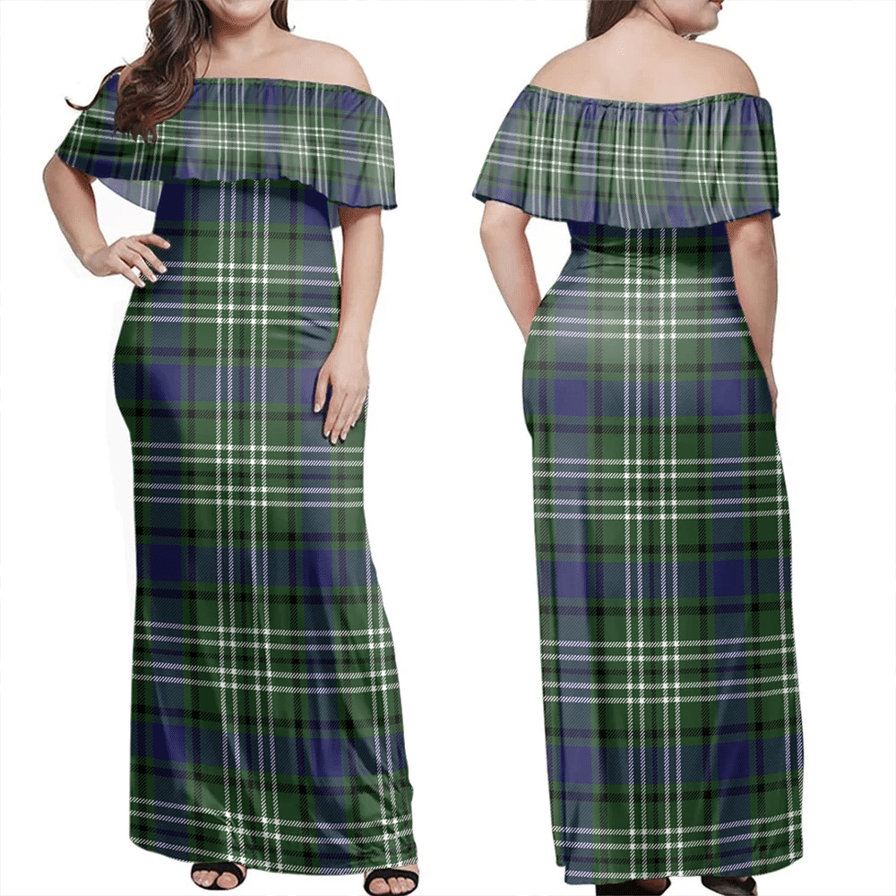 Blyth Tartan Off Shoulder Long Dress