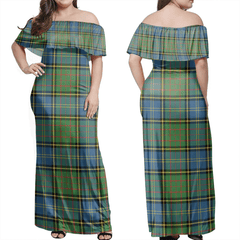 MacMillan Hunting Ancient Tartan Off Shoulder Long Dress