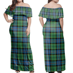 Forsyth Ancient Tartan Off Shoulder Long Dress