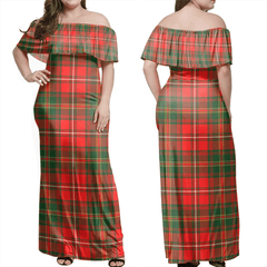 Hay Modern Tartan Off Shoulder Long Dress