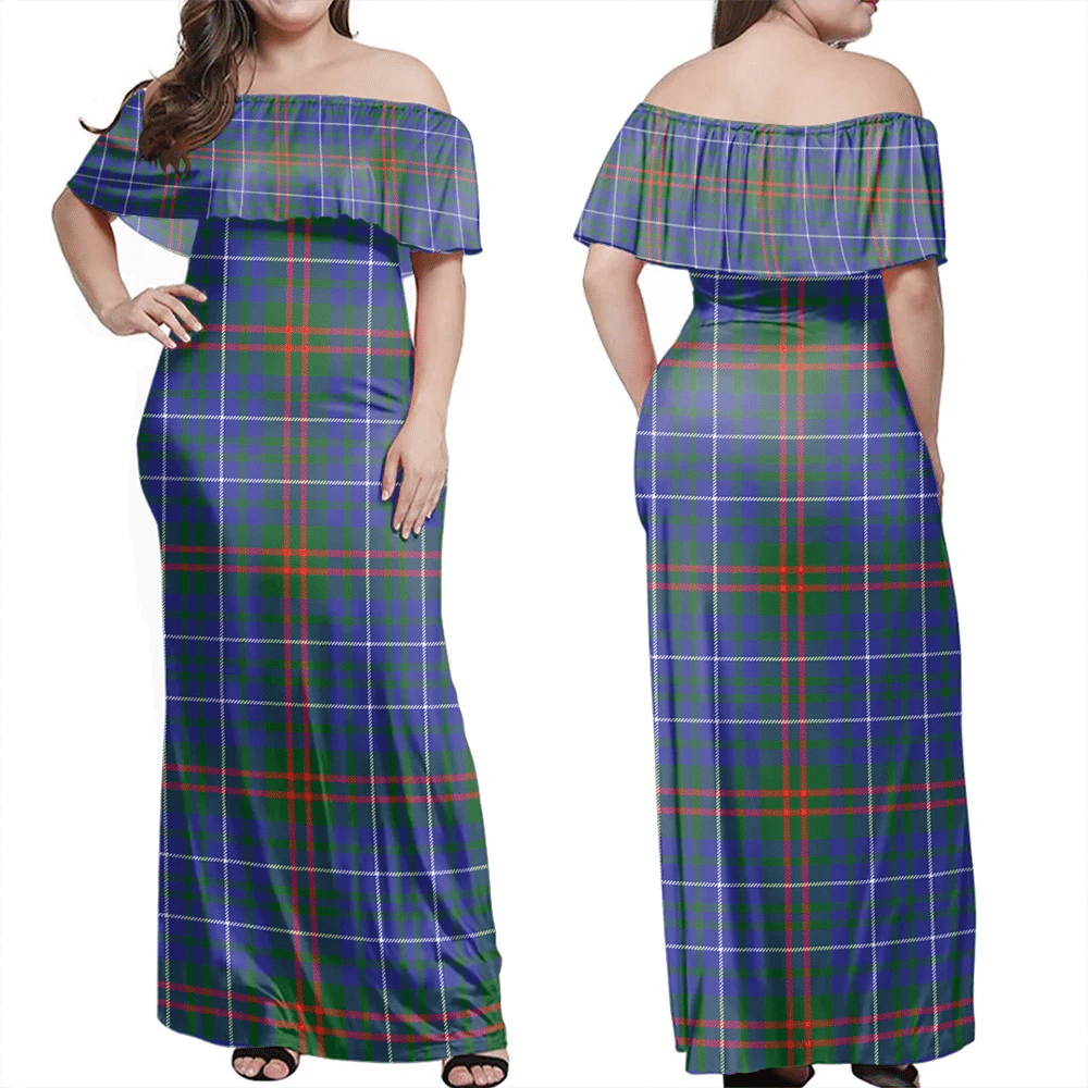 Edmonstone Tartan Off Shoulder Long Dress