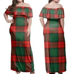 Stewart Atholl Modern Tartan Off Shoulder Long Dress