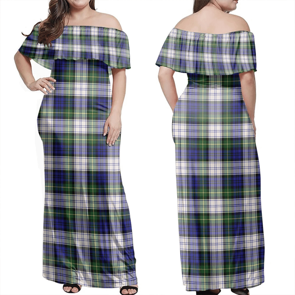 Gordon Dress Modern Tartan Off Shoulder Long Dress