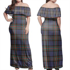 Fletcher Of Dunans Tartan Off Shoulder Long Dress