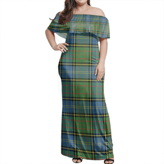 MacMillan Hunting Ancient Tartan Off Shoulder Long Dress