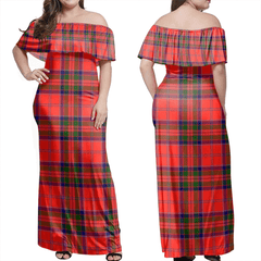 MacGillivray Modern Tartan Off Shoulder Long Dress