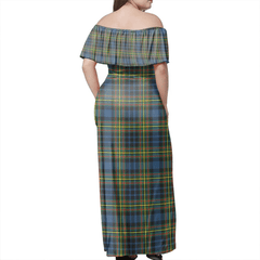 MacLellan Ancient Tartan Off Shoulder Long Dress