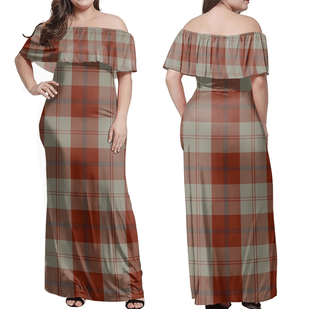 Davidson Dress Dancers Tartan Off Shoulder Long Dress