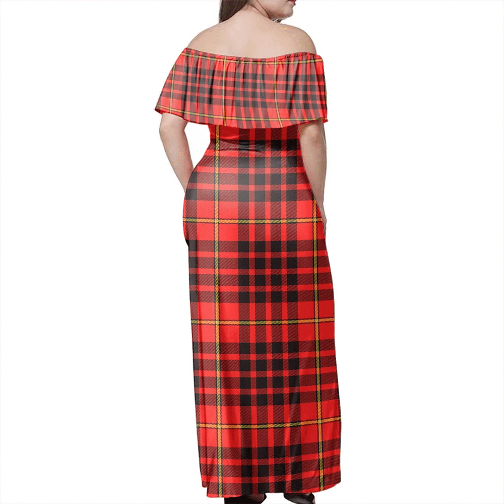 MacIan Tartan Off Shoulder Long Dress