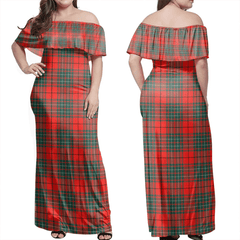 Cumming Modern Tartan Off Shoulder Long Dress