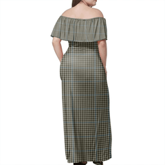 Haig Check Tartan Off Shoulder Long Dress