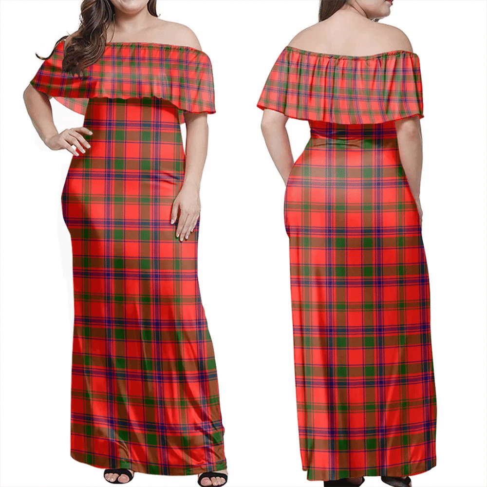 MacColl Modern Tartan Off Shoulder Long Dress