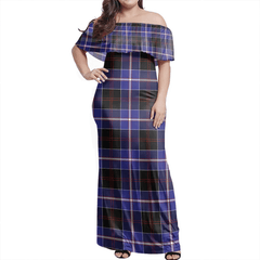 Dunlop Modern Tartan Off Shoulder Long Dress