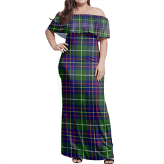 Inglis Modern Tartan Off Shoulder Long Dress