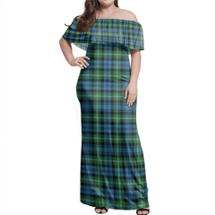 Lyon Tartan Off Shoulder Long Dress