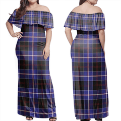 Dunlop Modern Tartan Off Shoulder Long Dress