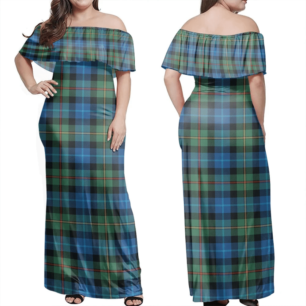 Smith Ancient Tartan Off Shoulder Long Dress