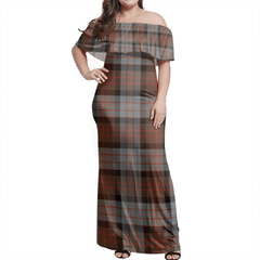 Cameron Of Erracht Weathered Tartan Off Shoulder Long Dress