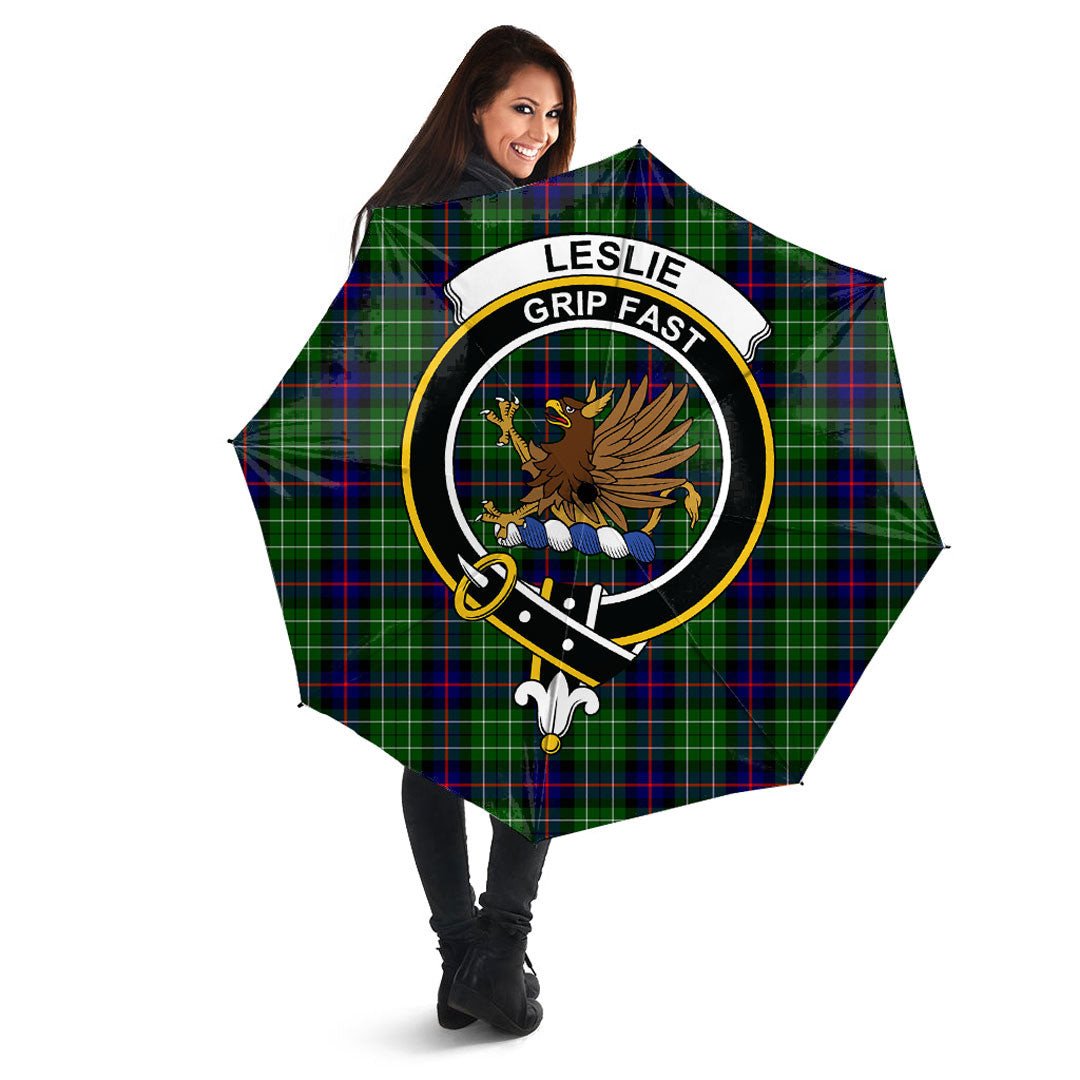 Leslie Hunting Tartan Crest Umbrella