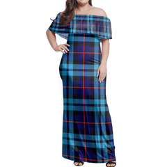 McCorquodale Tartan Off Shoulder Long Dress