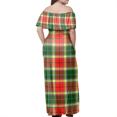 Gibbs Tartan Off Shoulder Long Dress