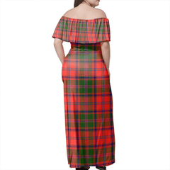 Stewart Of Appin Modern Tartan Off Shoulder Long Dress