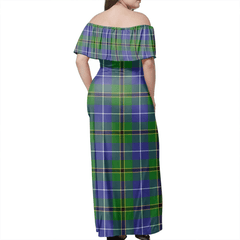 Turnbull Hunting Tartan Off Shoulder Long Dress