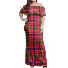 MacRae Modern Tartan Off Shoulder Long Dress