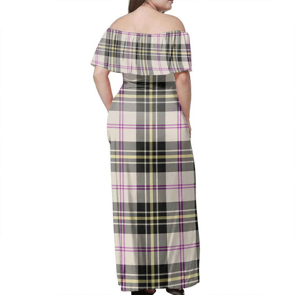 MacPherson Dress Ancient Tartan Off Shoulder Long Dress