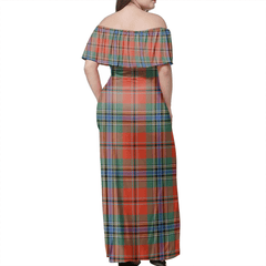 MacLean Of Duart Ancient Tartan Off Shoulder Long Dress