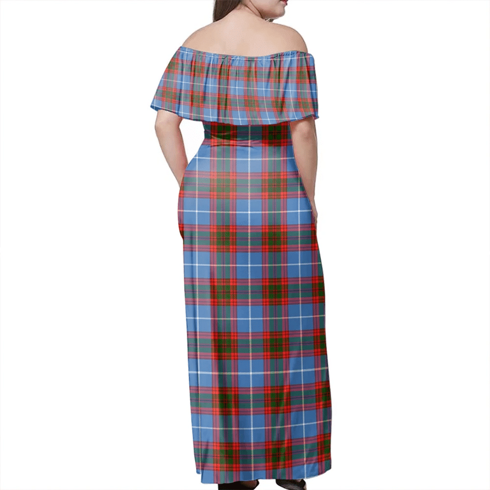 Edinburgh District Tartan Off Shoulder Long Dress