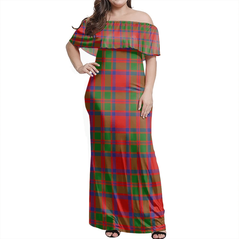 MacKintosh Modern Tartan Off Shoulder Long Dress