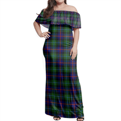 Campbell Of Cawdor Modern Tartan Off Shoulder Long Dress